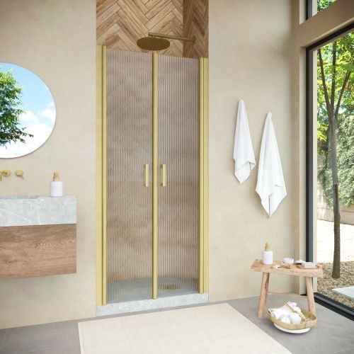Душевая дверь Vegas-Glass E2P NOVO E2P NOVO h2000 120 03 Moru 120х200 стекло рифленое профиль золото