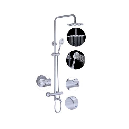 Душевая стойка Fashun A52426 настенная цвет сатин с термостатом