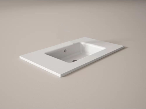 Раковина из минерального литья Visobath Hasvik 73635/S 80х46 встраиваемая цвет белый матовый без отверстий под смеситель
