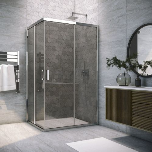 Душевой уголок Vegas-Glass ZA-F TUR+NOVO ZA-F TUR NOVO 80*70 08 07 80х70 стекло тонированное профиль хром без поддона