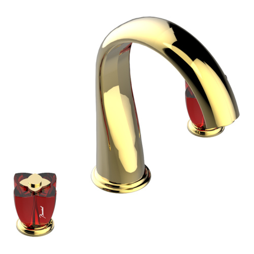 Смеситель THG Petale de Cristal rouge U6C-F01-25SG на борт ванны золото