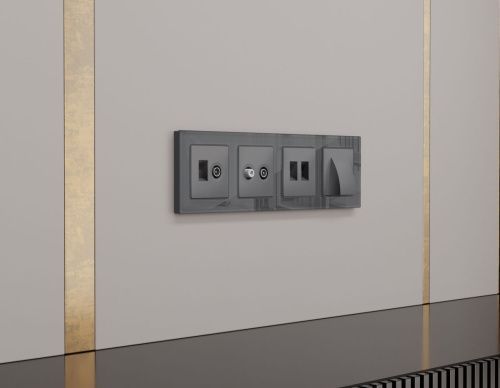 Комплект механизма розетки компьютерной + TV оконечной RJ-45 с автоматической защитной шторкой Ambrella Volt MA MA662510