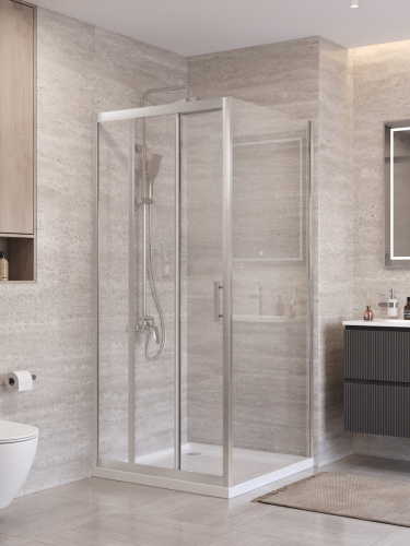 Душевой уголок BelBagno UNO-195 UNO-195-AHF-31-100/90-C-IN 100х90 стекло прозрачное профиль сатин без поддона