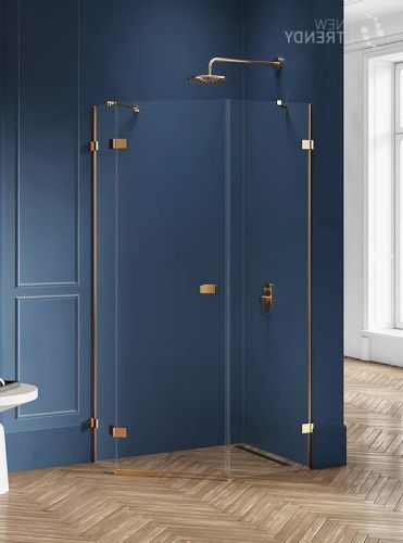 Душевой уголок New Trendy AVEXA Gold EXK-3859 100х80 стекло прозрачное профиль золото без поддона