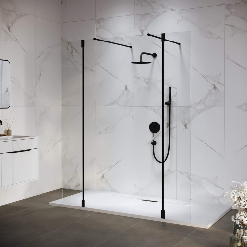 Душевая перегородка RGW Walk In 351005223-14 120х195 стекло прозрачное профиль черный Душевая перегородка RGW Walk In 351005223-14 120х195 стекло прозрачное профиль черный