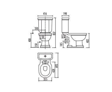 Чаша унитаза напольная Creavit Klasik KL310.001I0 цвет белый с декором без бачка без сиденья - фото 2
