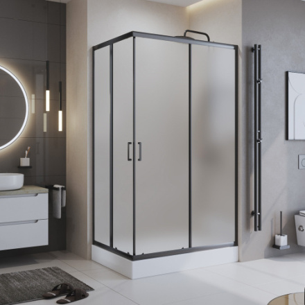 Душевой уголок BelBagno UNO-195 UNO-195-AH-2-120/90-P-NERO стекло рифленое 5 мм