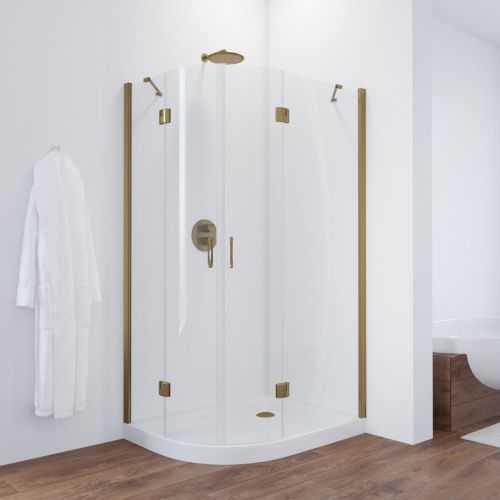 Душевой уголок Vegas-Glass AFS-F TUR+NOVO AFS-F TUR NOVO h1890 90*80 05 crystalvision R 90х80 стекло прозрачное профиль бронза без поддона