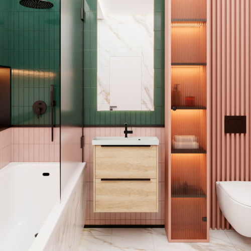 Тумба с раковиной La Fenice TESORO NFNC-01-TES-DNN-60-2-3-60 61х63х47 подвесная цвет светло-коричневый