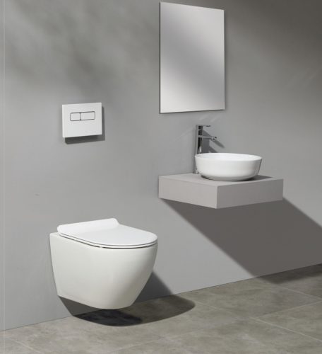 Унитаз подвесной CeramaLux 2197 белый глянцевый с сиденьем микролифт каскадный смыв