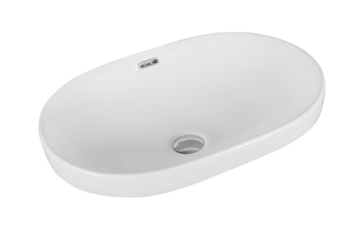 Раковина из сантехнического фарфора MILLEAU NUAGE MU018-GW 60х41 встраиваемая цвет белый глянцевый без отверстий под смеситель