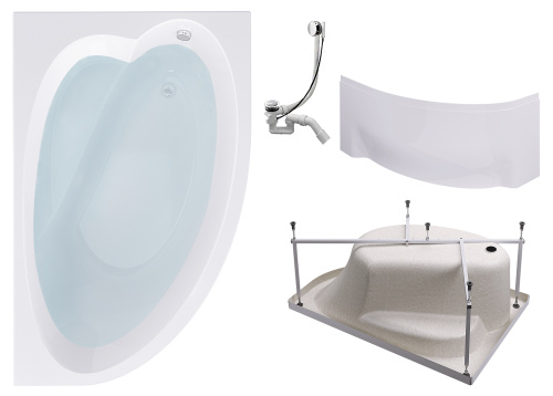 Ванна акриловая Timo IVA IVA1610R-KTIVA16-SPV1505-FPIVA16R 160х100 пристенная асимметричная с каркасом Ванна акриловая Timo IVA IVA1610R-KTIVA16-SPV1505-FPIVA16R 160х100 пристенная асимметричная с каркасом