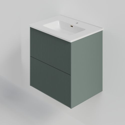 Тумба с раковиной La Fenice TERRA TWIN NFNC-01-TER-G-60-2-3-60 61х62х47 подвесная цвет серо-зеленый