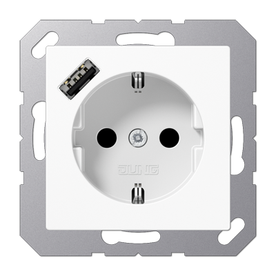 Розетка 2K+З USB Typ A Jung A500 A1520-18AWW