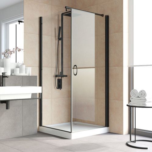 Душевой уголок Vegas-Glass EP-Fis LUX EP-Fis LUX 80*110 02М crystalvision R 110х80 стекло прозрачное профиль черный без поддона