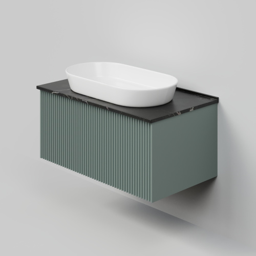 Тумба со столешницей La Fenice TERRA NFNC-01-TER-G-80-3-GB 81х36х47 подвесная цвет серый/зелёный