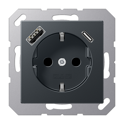 Розетка 2K+З USB Typ AC Jung Serie A (Серие А) A1520-15CAANM