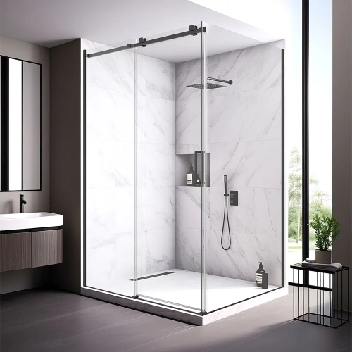 Душевой уголок Veconi Rovigo RV075B-12080-01-C4 120х80 стекло прозрачное профиль черный без поддона