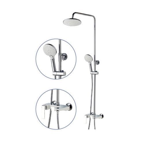 Душевая стойка Fashun A2451-8 настенная цвет хром/белый