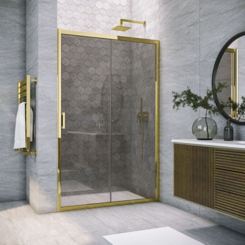 Душевая дверь Vegas-Glass ZP TUR+NOVO ZP TUR NOVO 150 09 07 150х200 стекло тонированное профиль золото глянцевое