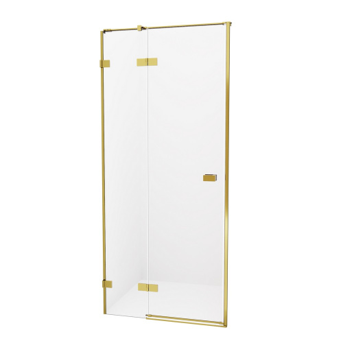 Душевая дверь New Trendy AVEXA GOLD BRUSHED EXK-1716 90х200 стекло прозрачное профиль золото брашированное