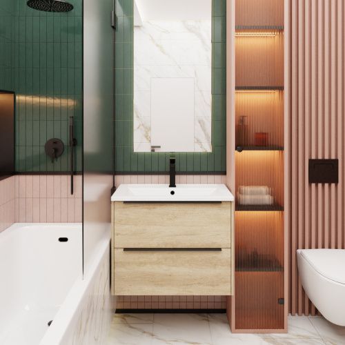 Тумба под раковину La Fenice Tesoro FNC-01-TES-DNN-100-2 99х44х62 подвесная цвет светло-коричневый