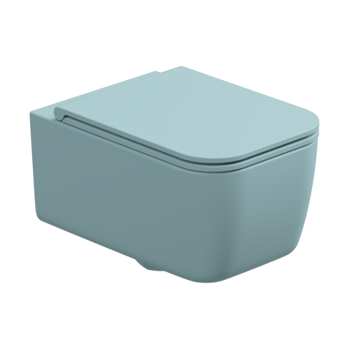 Чаша унитаза подвесная GSG Ceramic Design Brio BRWCSO037 цвет голубой без сиденья безободковая каскадный смыв