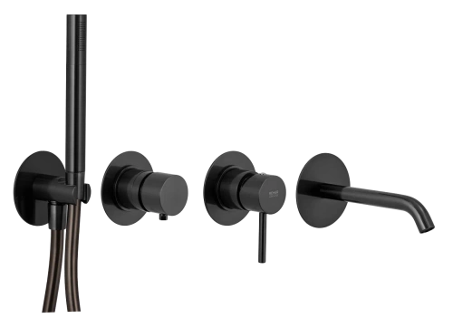 Смеситель для ванны Remer X Style X96S03ROXXCFP встраиваемый в стену черный брашированный хром без термостата