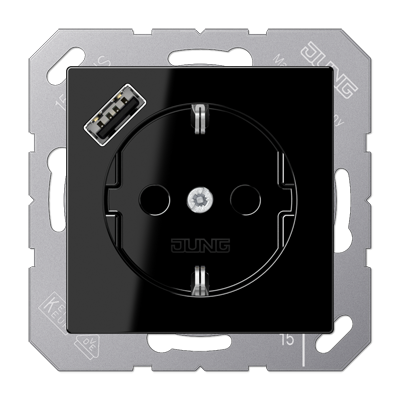 Розетка 2K+З USB Typ A Jung A500 A1520-18ASW