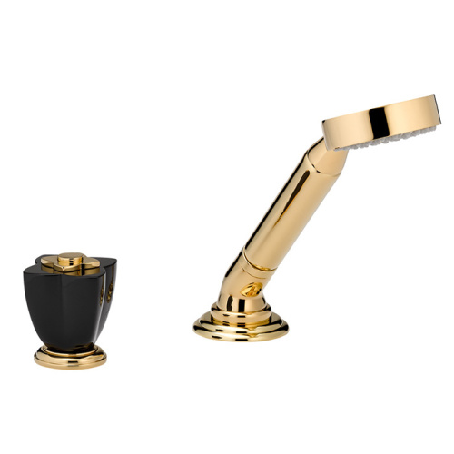 Смеситель THG Petale de Cristal noir U6D-F01-6532/60A на борт ванны золото