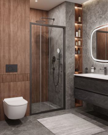 Душевая дверь Cezares MOLVENO MOLVENO-BF-3-90-C-GM-IV 90х195 стекло прозрачное профиль оружейная сталь