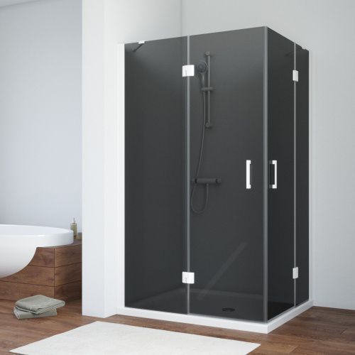 Душевой уголок Vegas-Glass AFA-F TUR+NOVO AFA-F NOVO 90*80 01 07 L 90х80 стекло тонированное профиль белый без поддона