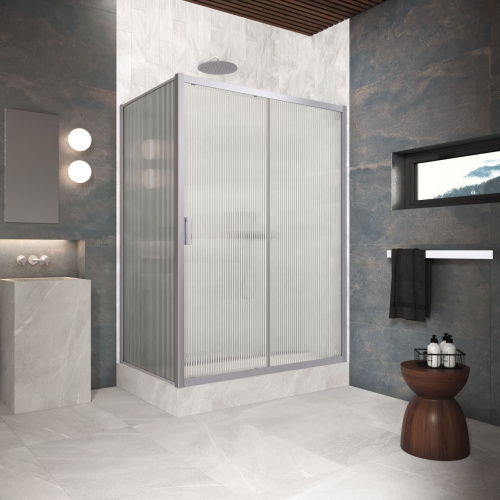 Душевой уголок Vegas-Glass ZP+ZPV Protec ZP+ZPV Protec h1900 180*85 07 Moru 180х85 стекло рифленое профиль хром матовый