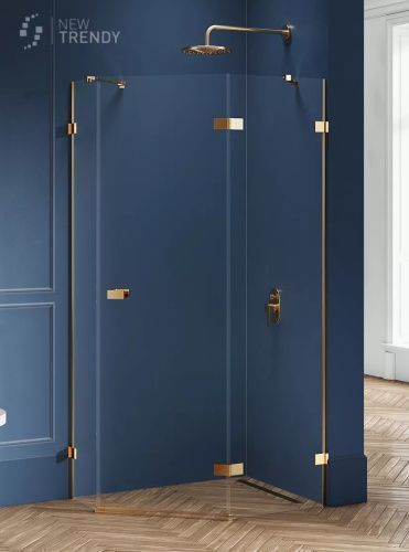 Душевой уголок New Trendy AVEXA Gold EXK-3861 100х80 стекло прозрачное профиль золото без поддона