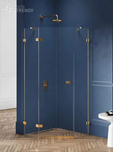 Душевой уголок New Trendy AVEXA Gold EXK-3851 80х80 стекло прозрачное профиль золото брашированное без поддона