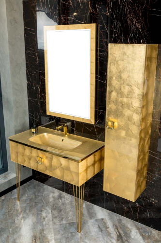 Раковина стеклянная Armadi Art Lucido 852-100-Foil 106х56 встраиваемая цвет золото 1 отверстие под смеситель