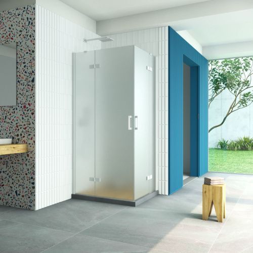 Душевой уголок Vegas-Glass AFA-F Retta AFA-F Retta 90*80 01 10 L 90х80 стекло матовое профиль белый без поддона