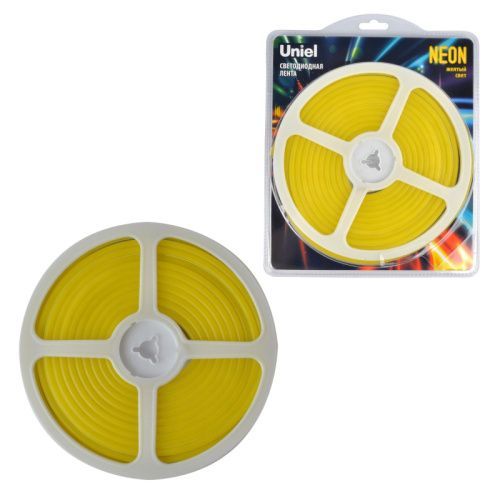 Светодиодная лента Uniel ULS-N01 ULS-N01-2835-120LED/m-6mm-IP67-DC12V-9W/m-5M-YELLOW блистер