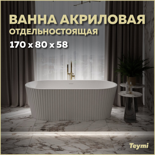 Ванна акриловая Teymi Kati T130111 170х80 отдельностоящая овальная