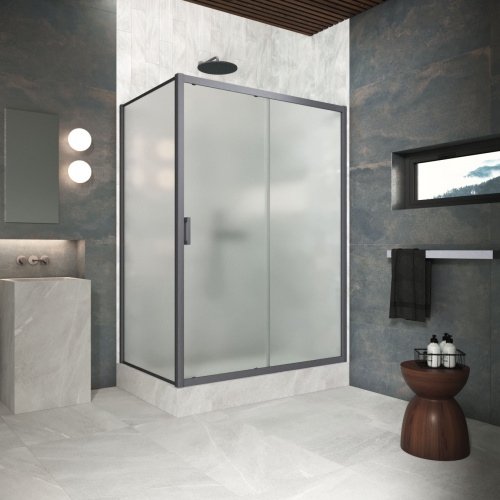 Душевой уголок Vegas-Glass ZP+ZPV Protec ZP+ZPV Protec 180*85 06 10 180х85 стекло матовое профиль вороненая сталь