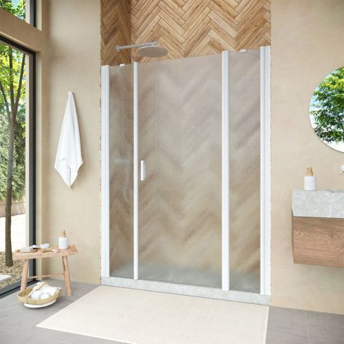 Душевая дверь Vegas-Glass EP-2F NOVO EP-2F NOVO h2000 205 01 02 R 205х200 стекло рифленое профиль белый