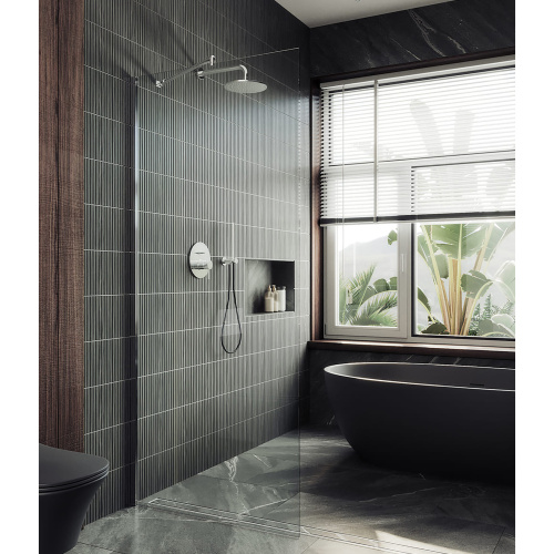 Душевая перегородка Maybah Glass MGD-1352-6ш 99х195 стекло прозрачное профиль черный