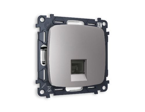 Комплект механизма телефонной розетки RJ-11(4P4C) со шторкой Ambrella Volt Omega (Омега) MO512030