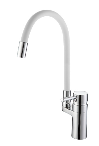 Смеситель для кухни D-Lin D157315-3 на мойку белый/хром