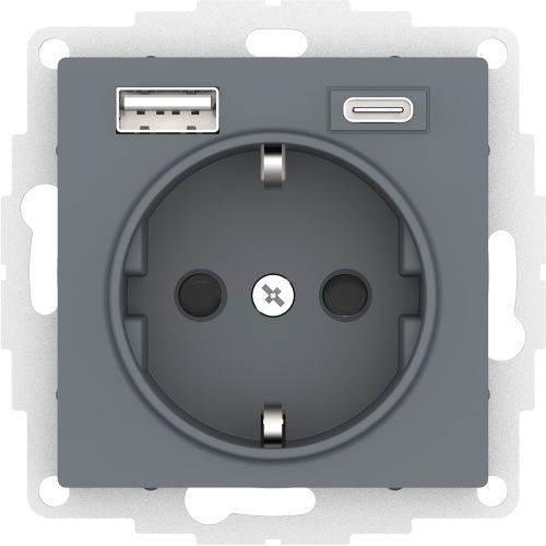 Розетка 16А с USB A+C (5В/2,4А/3 А, 2х5В/1,5А) Systeme Electric AtlasDesign (АтласДесигн) ATN000732