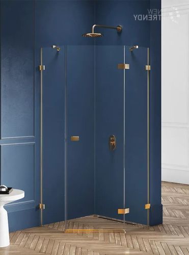 Душевой уголок New Trendy AVEXA Gold EXK-3852 80х80 стекло прозрачное профиль золото без поддона