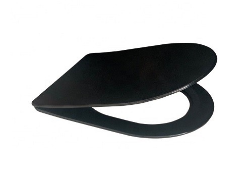 Унитаз подвесной CeramaLux B2330B черный глянцевый с сиденьем микролифт каскадный смыв - фото 2