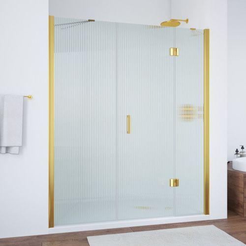 Душевая дверь Vegas-Glass AFP-F TUR+NOVO AFP-F TUR NOVO h1890 130 09 Moru R 130х190 стекло рифленое профиль золото