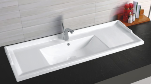 Раковина CeramaLux 122 см 840-120 встраиваемая цвет белый