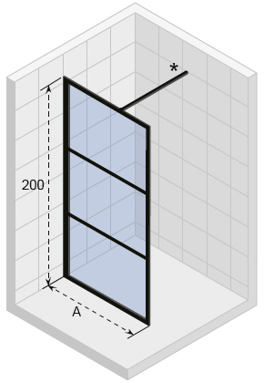Душевая перегородка Riho GRID G004028121 140х200 стекло прозрачное профиль черный - фото 2